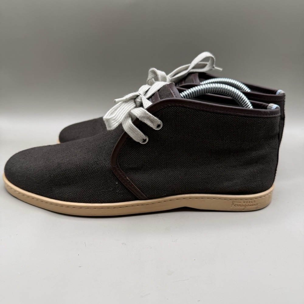 Salvatore Ferragamo Mens Shoes Canvas Sneakers Size 7 Italy - Picture 3 of 7